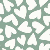 Playful Hearts Sage Green carta da parati