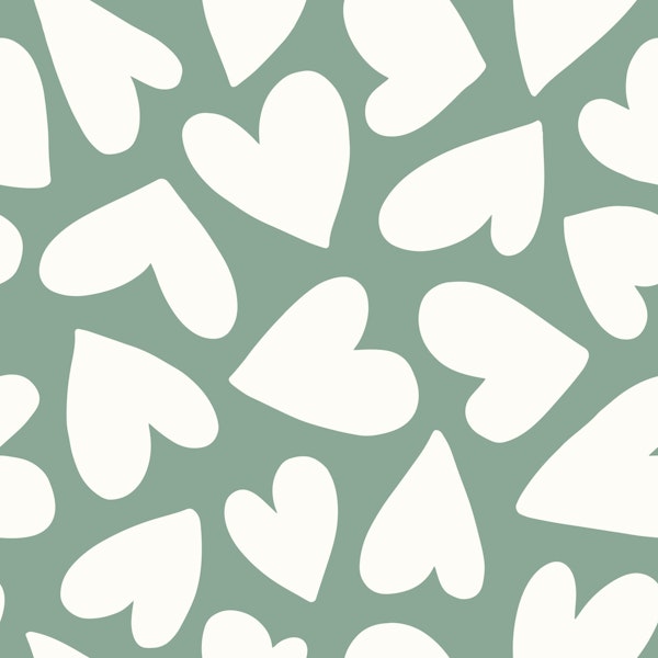 Playful Hearts Sage Green
