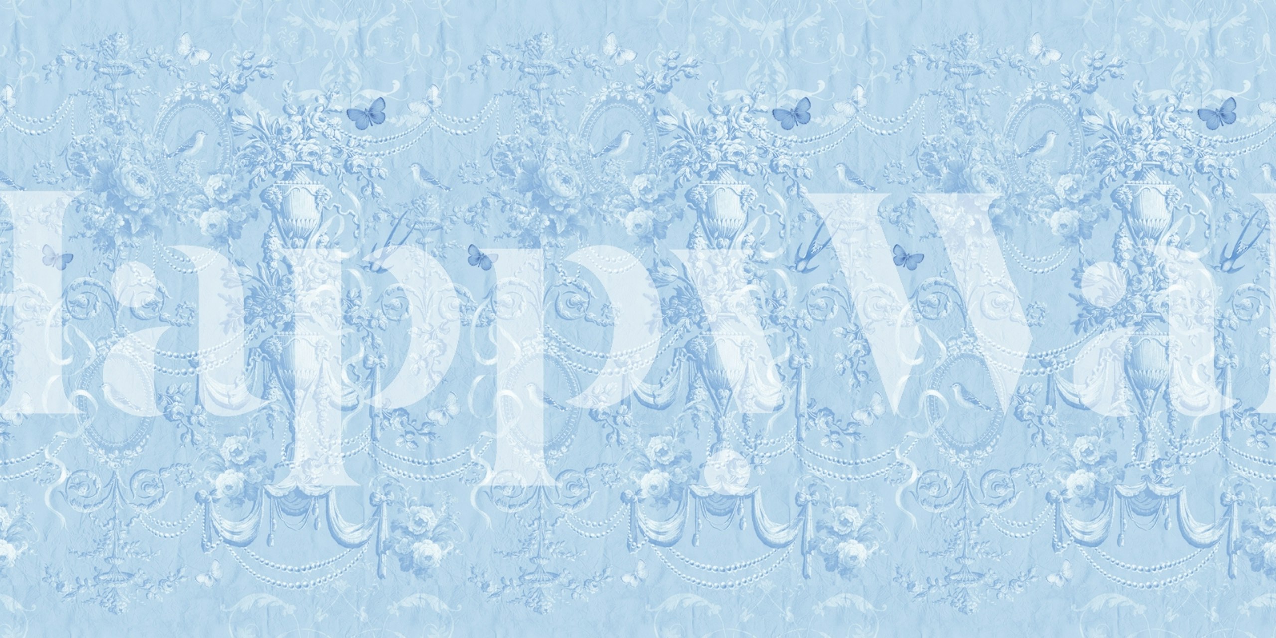 Pastel Babyblue Vintage Art Mural σε ένα δωμάτιο