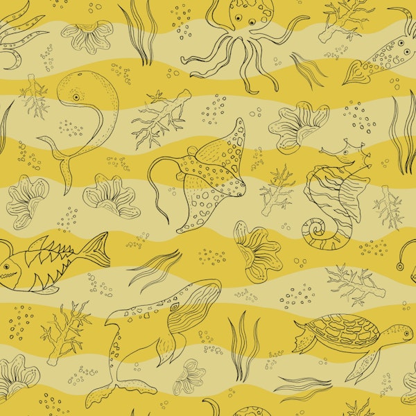 Ocean Life Yellow Waves