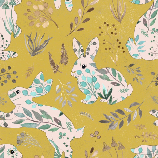 Rabbit Garden Golden Background