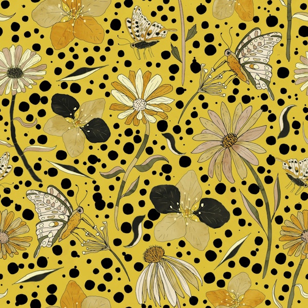 Secret Butterfly Garden Yellow Background