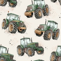 Watercolor Tractors - cream behang