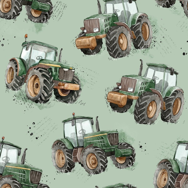 Watercolor Tractors - green