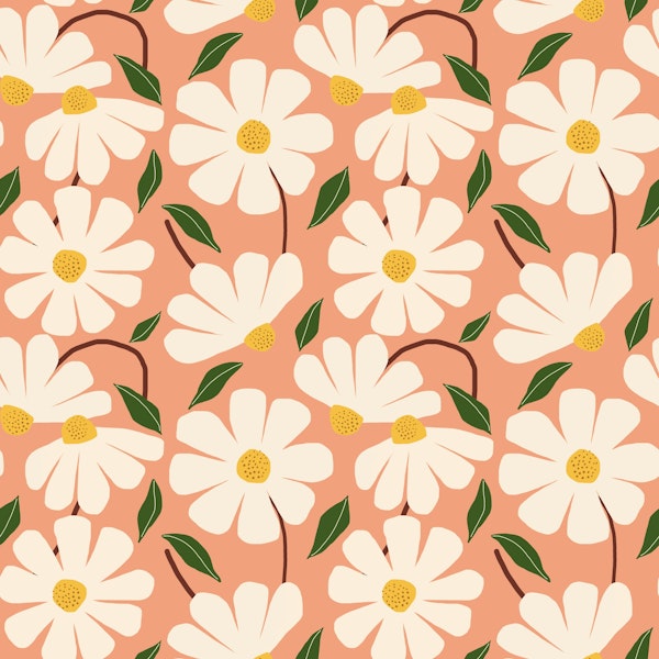 Wild Daisies pattern - peach