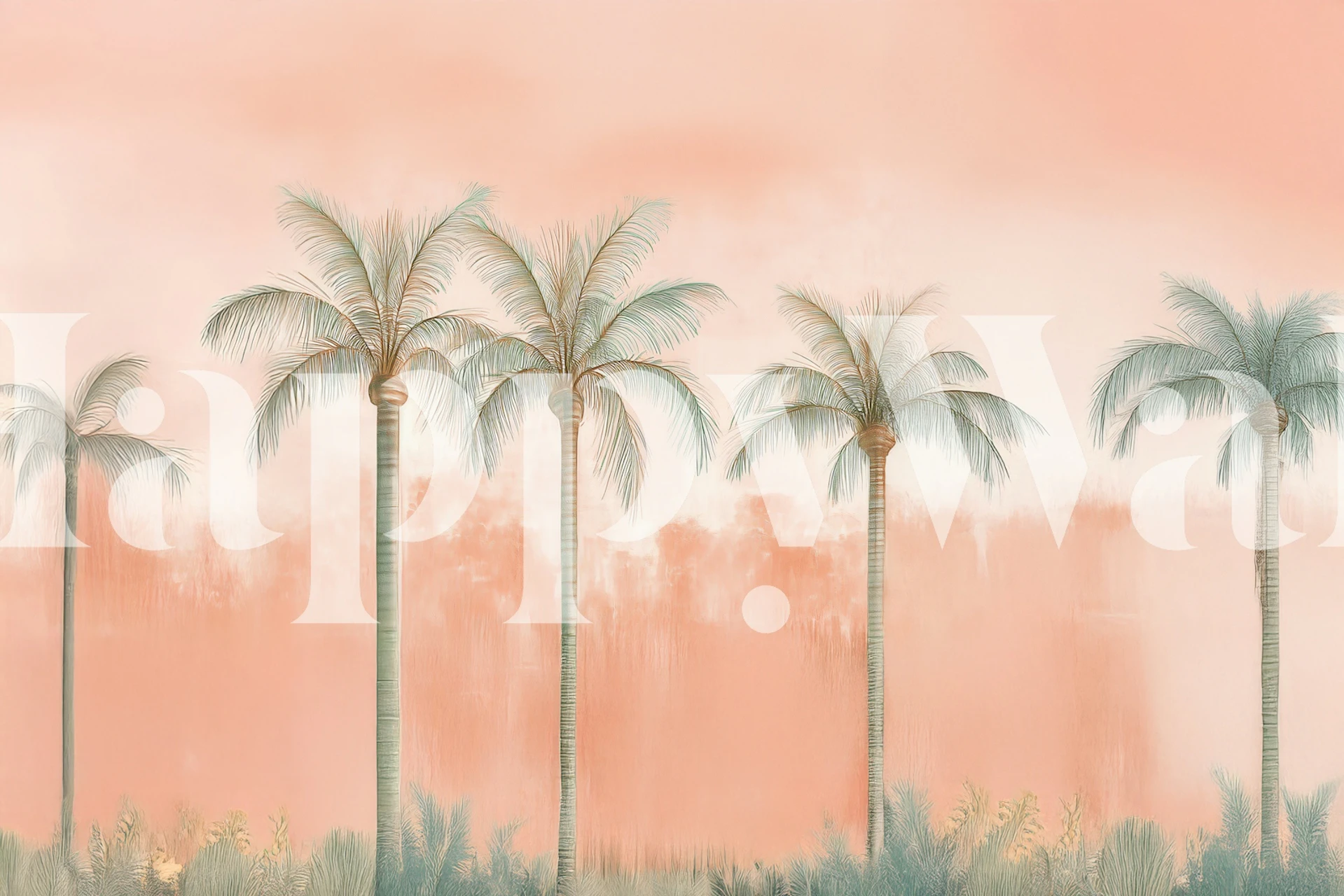 Papel pintado Tropical Sunset Palms en una habitación