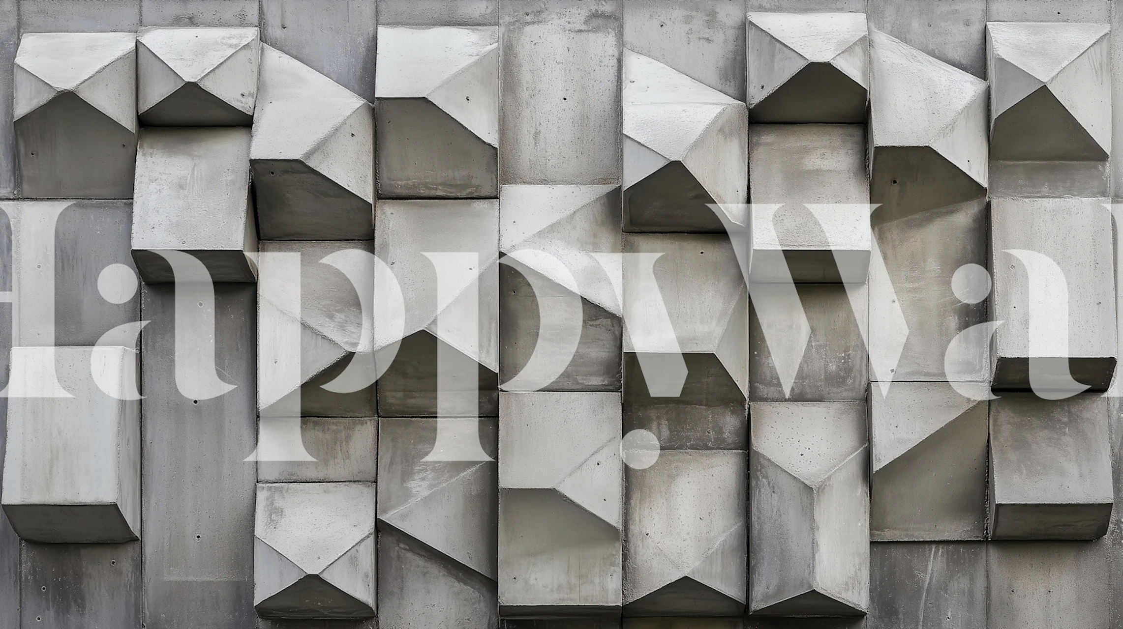 Geometric concrete blocks wallpaper in a room