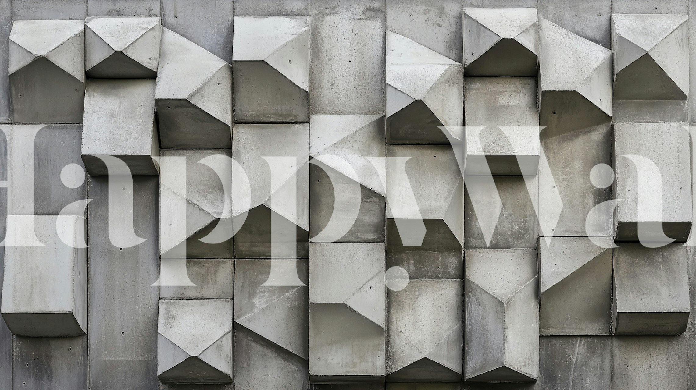 Geometric concrete blocks wallpaper in a room