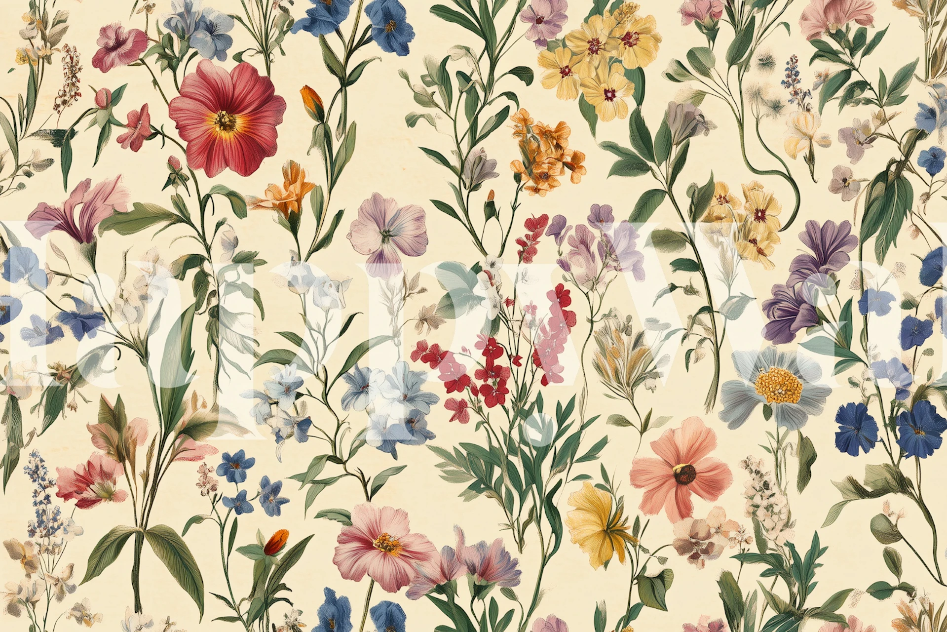 Charming Garden Delight floral wallpaper in room