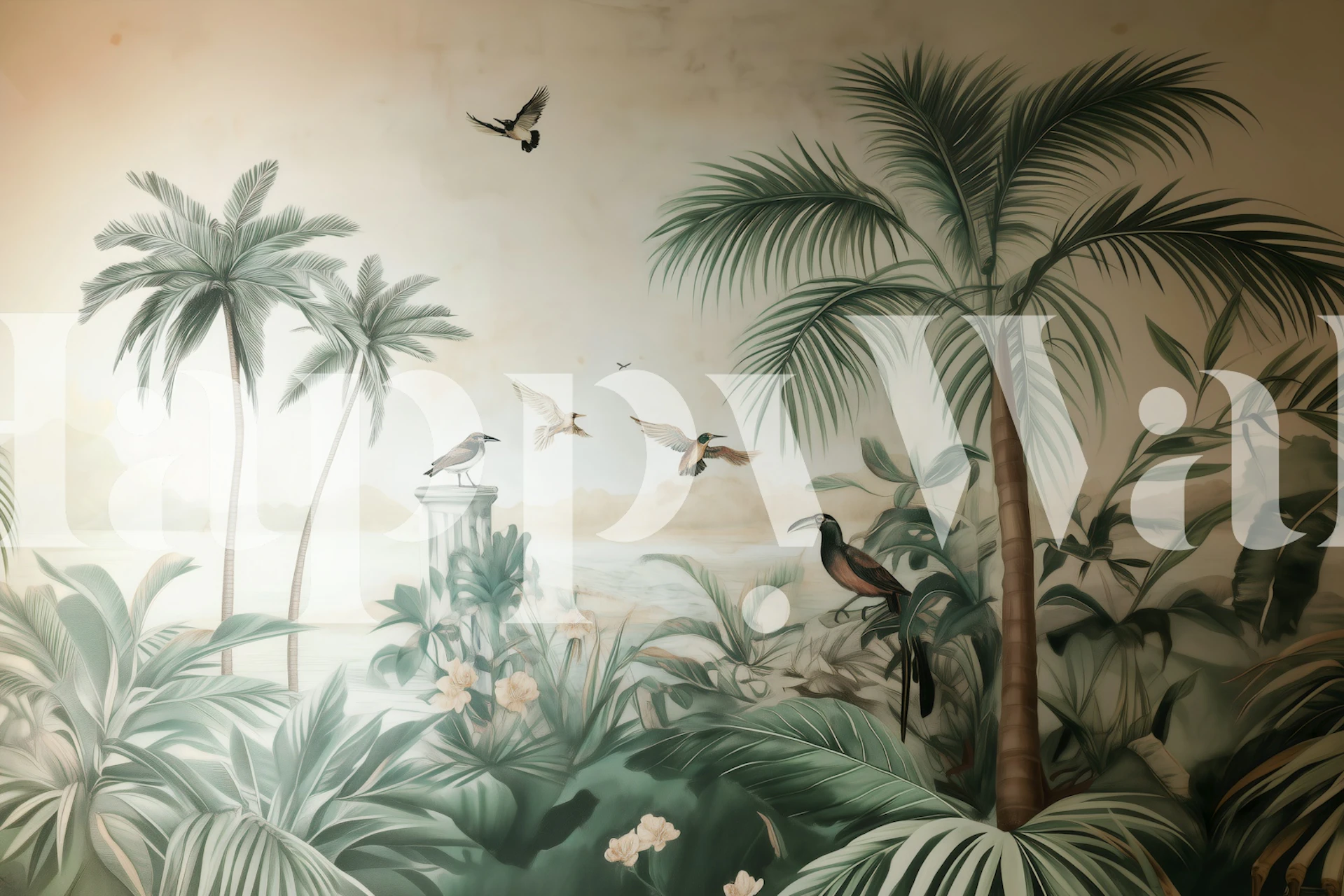 Lush Jungle Oasis wallpaper in a room