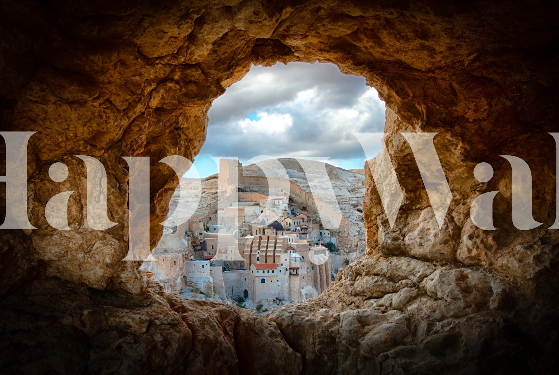 Wallpaper featuring a view through a hole in the wall