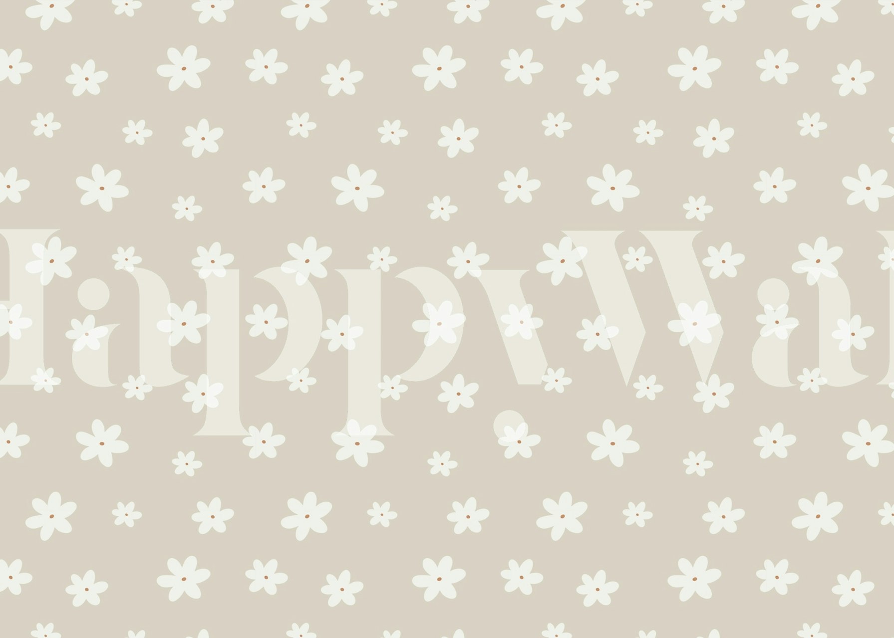 White flowers on a cream background floral wallpaper