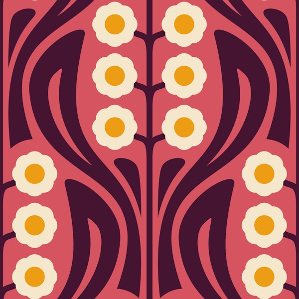 Vintage Retro Daisy Harmony Pink - L