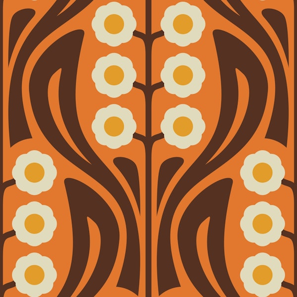 Vintage Retro Daisy Harmony Orange - L