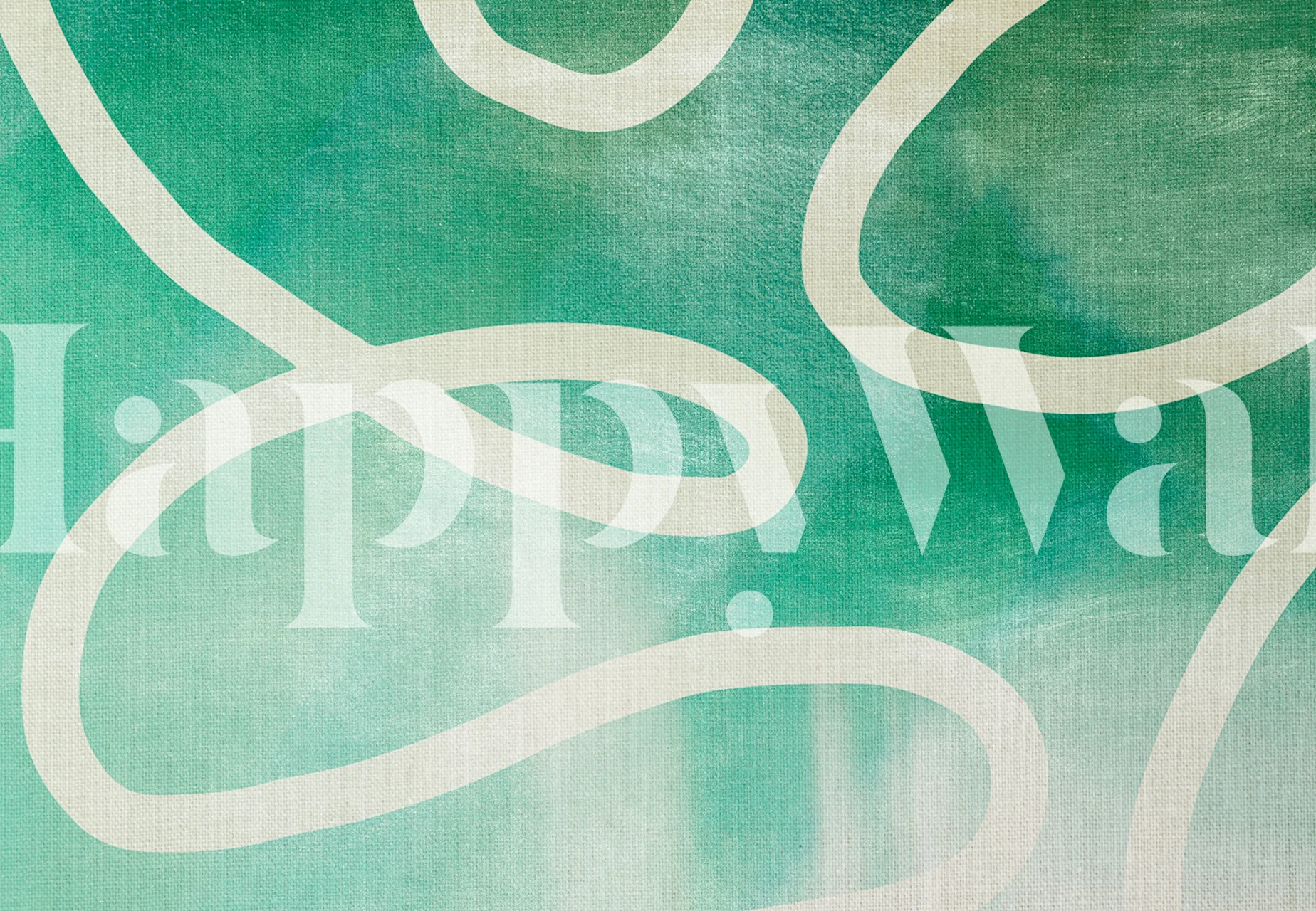 Abstract green wallpaper with white curved lines