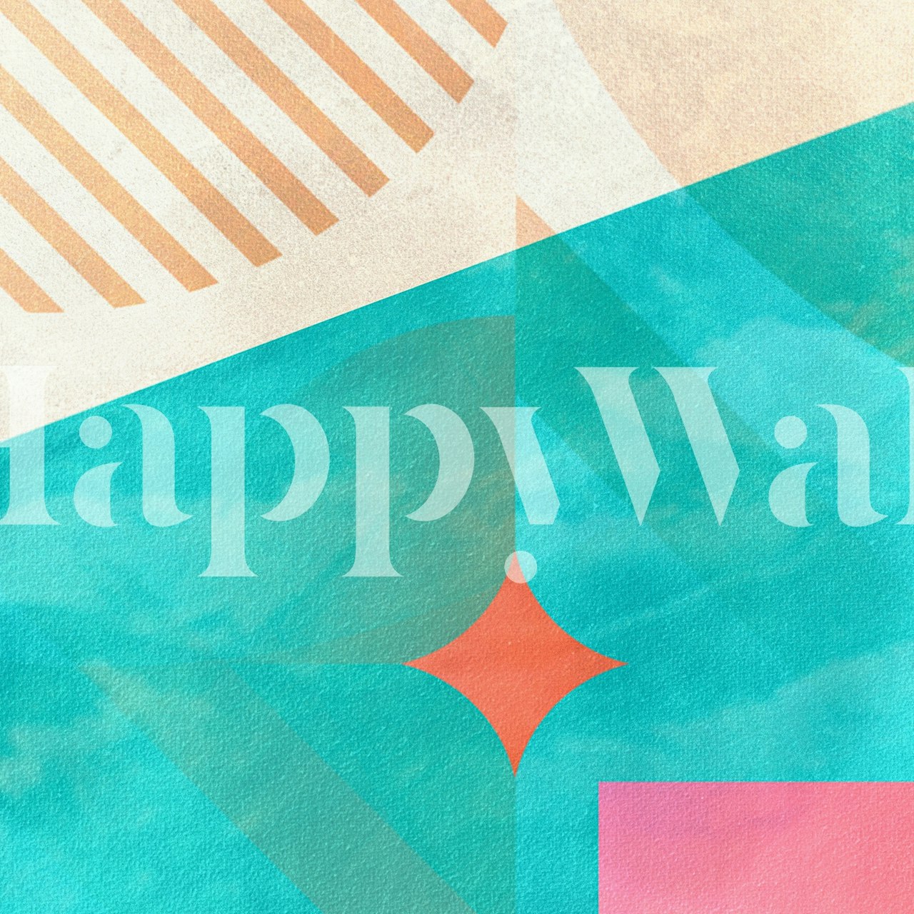 Colorful abstract shapes in teal, pink, and peach wallpaper