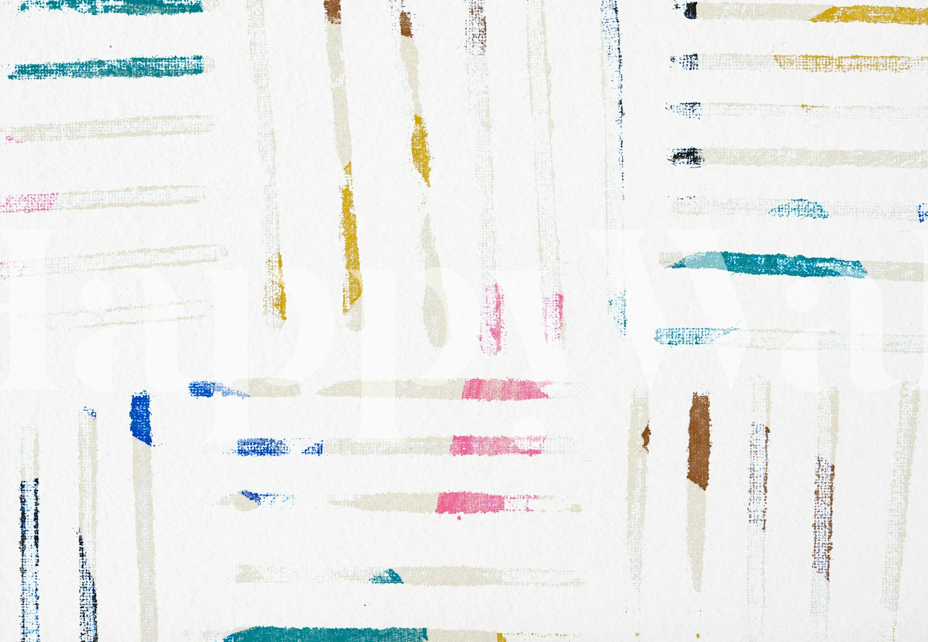 Colorful stripes in blue, pink, and gold on a white background wallpaper