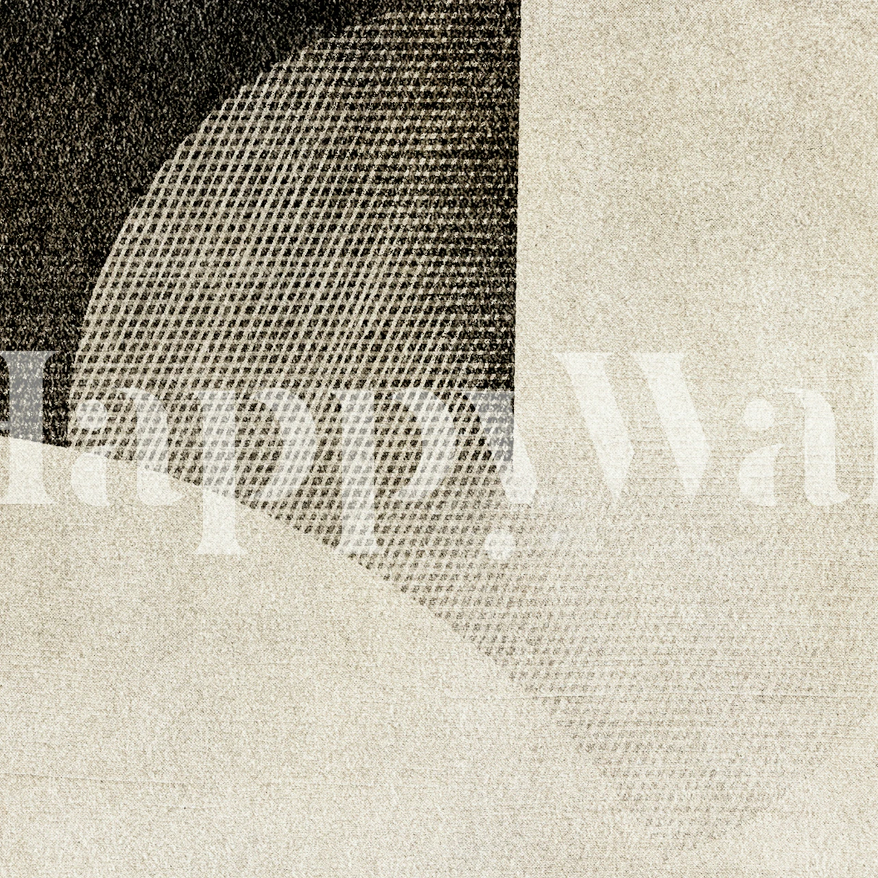 Geometric black and beige patterns on textured wallpaper