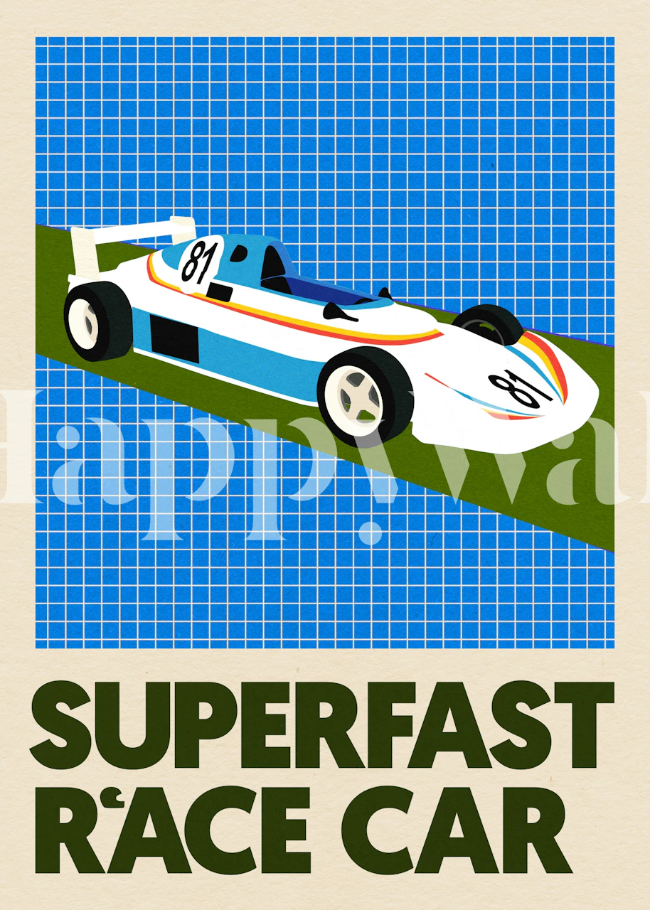 Papel de parede Superfast Race Car em um cômodo