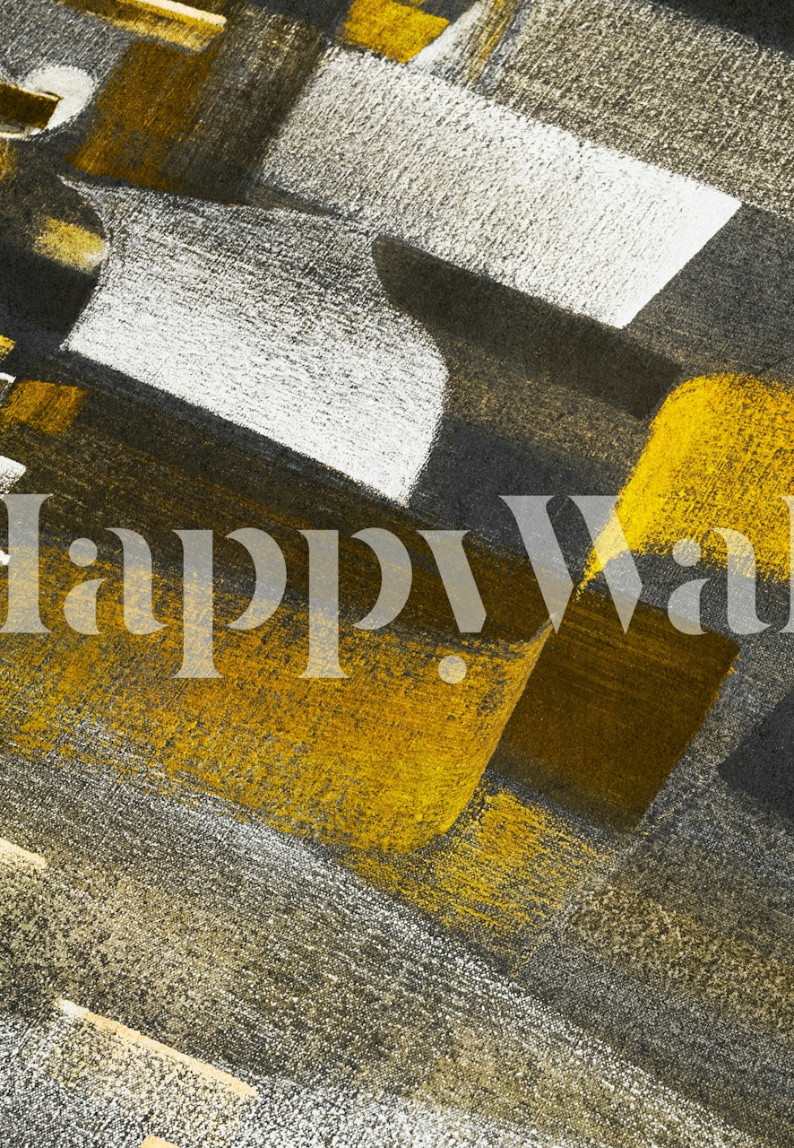 Abstract brush strokes in yellow and gray tones wallpaper