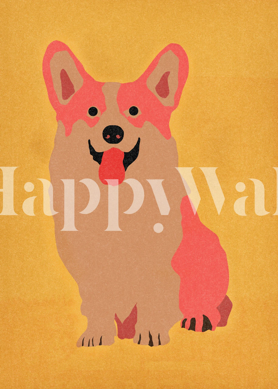 Coral Corgi wallpaper in a room setting