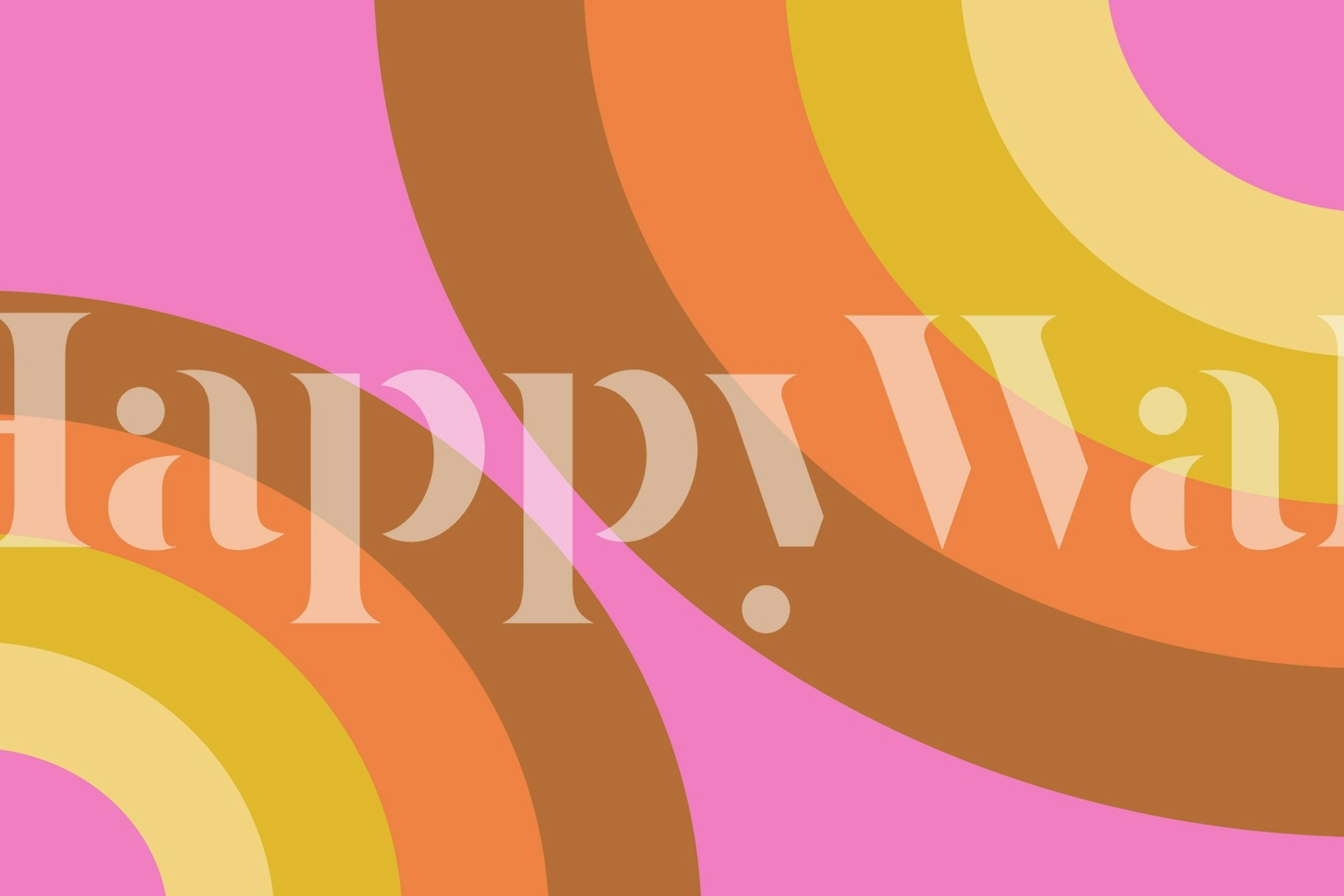 Bright Pink Rainbow Shapes wallpaper in a room