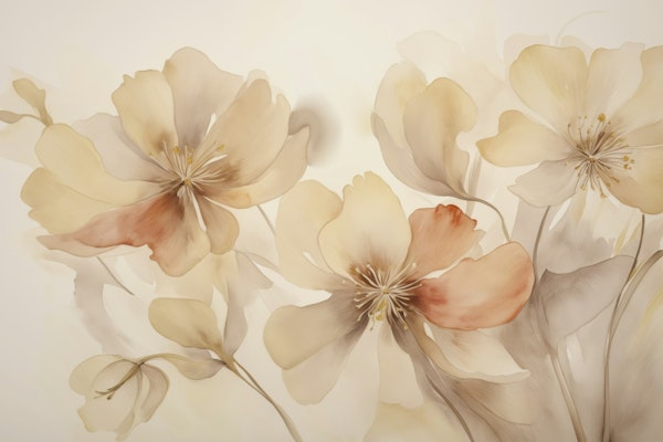 Subtle Flower Dance Peach Beige