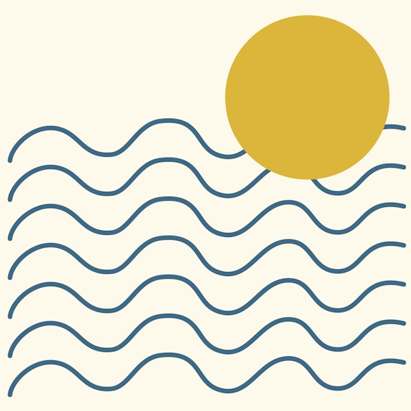 Minimalist Coastal Sun and Waves
