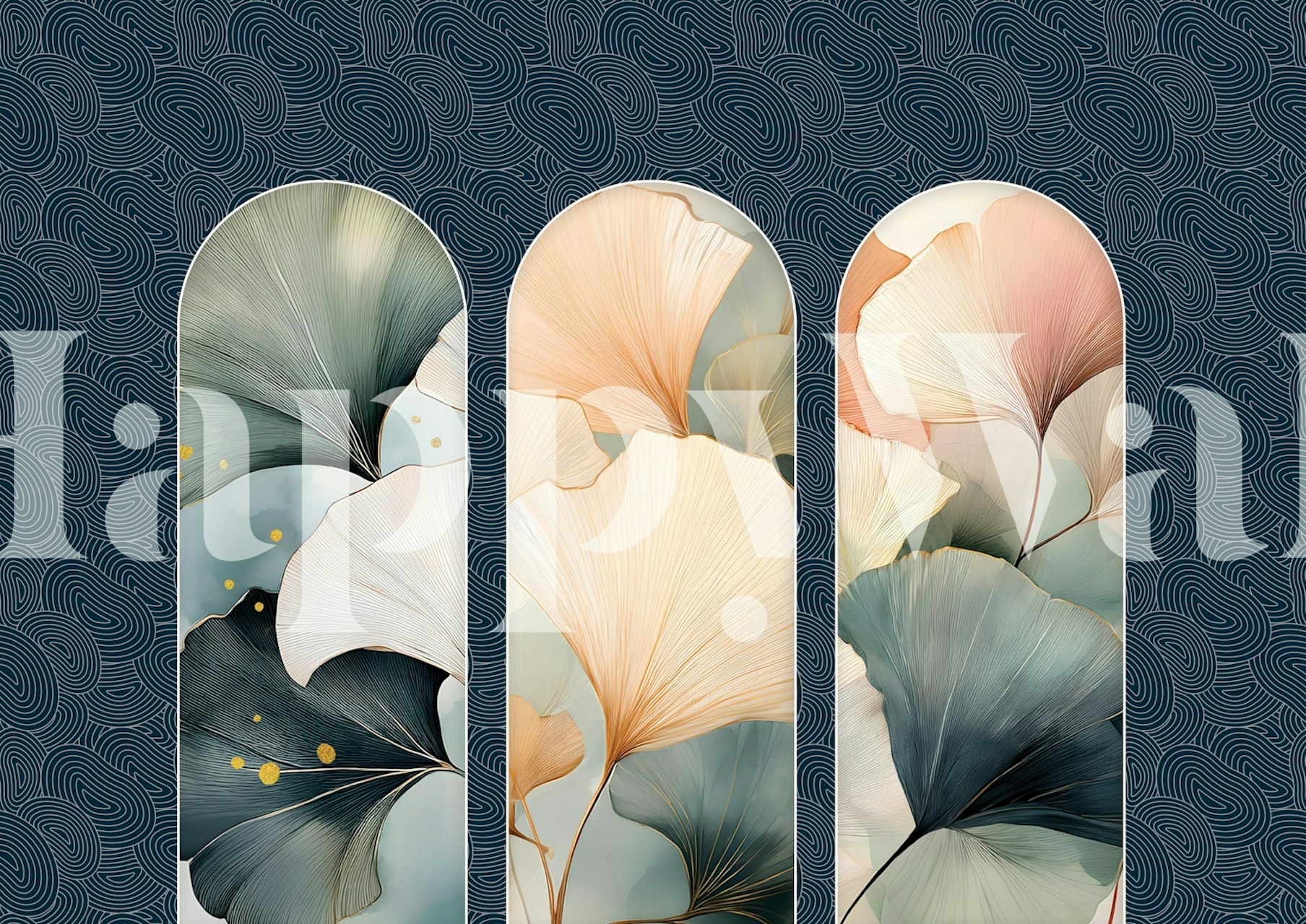 Stunning Ginkgo Arches tapet i et rum