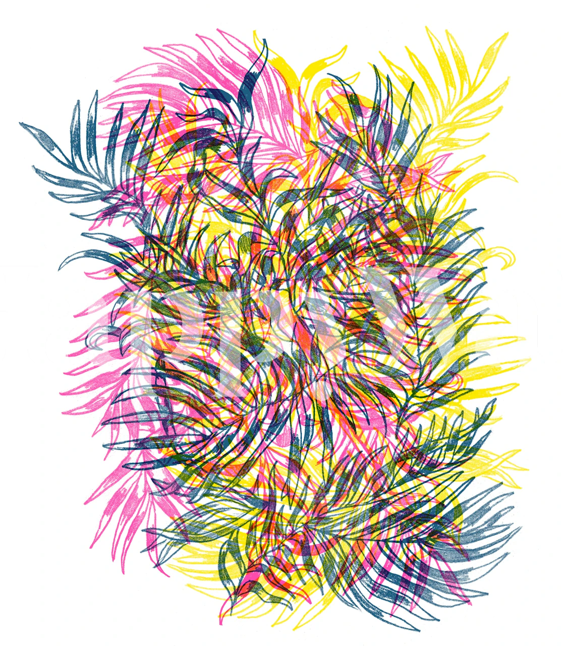 Bunte Cmyk Plants-Tapete in einem Raum