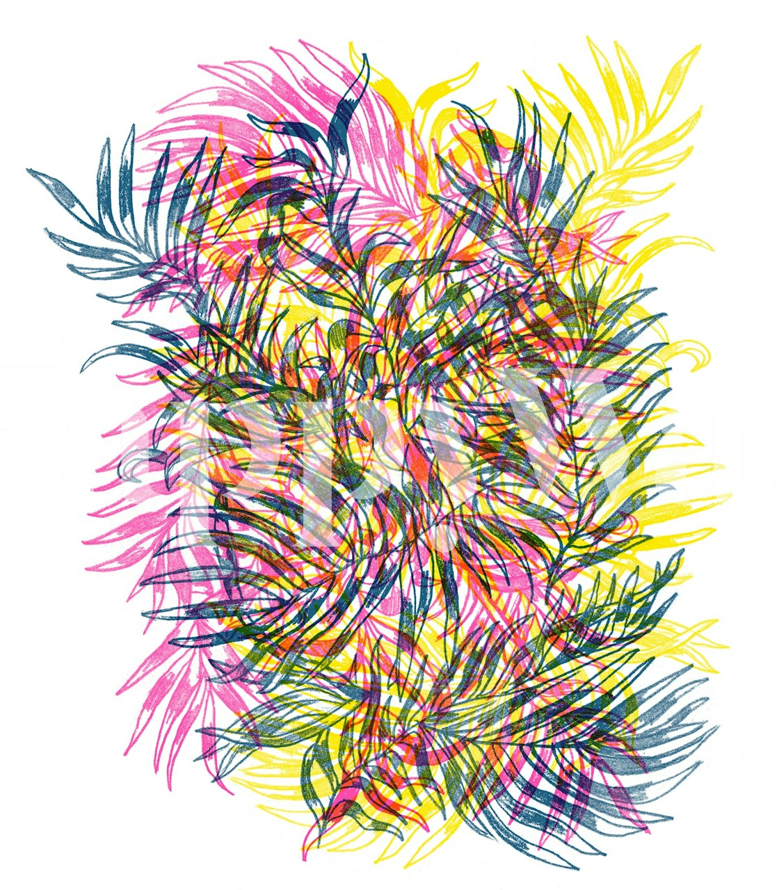 Bunte Cmyk Plants-Tapete in einem Raum