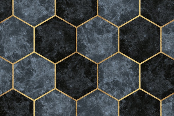 Soft Blue Hexagons and Gold