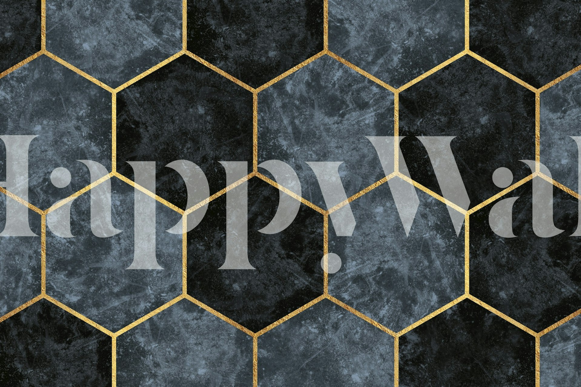Soft Blue Hexagons and Gold tapeta