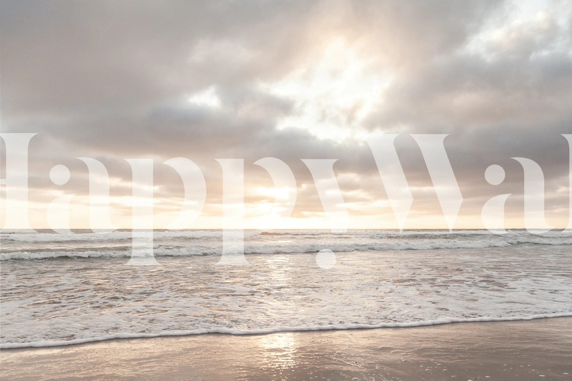 Peaceful beach dawn wallpaper in a room