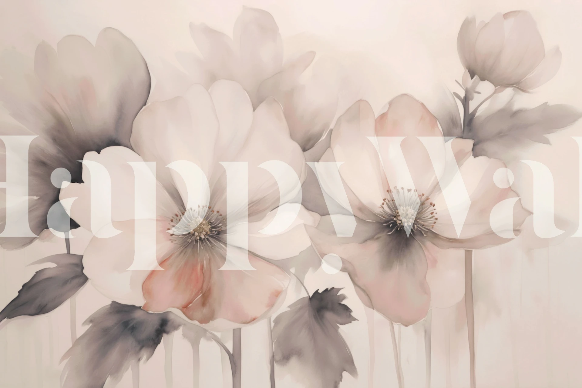 Delicate Dreams Peach Blossom wallpaper in a room