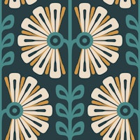 Vintage Bold Daisy Symphony in Teal - L behang