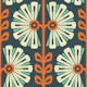 Vintage Bold Daisy Symphony Orange Teal - L