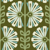 Vintage Bold Daisy Symphony in Green - L behang