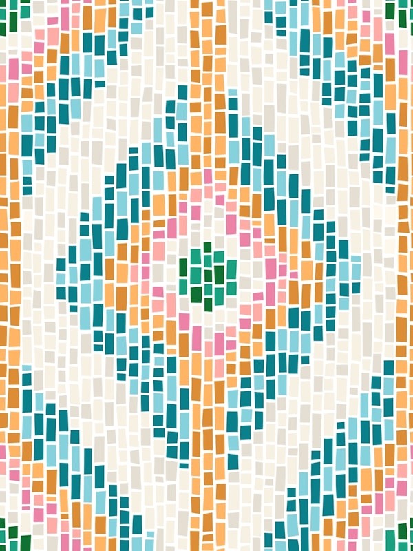 Boho Ikat Diamond Tile Mosaic - Light