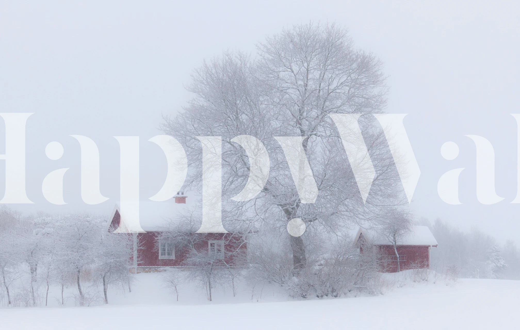 Winter idyll wallpaper with red houses
