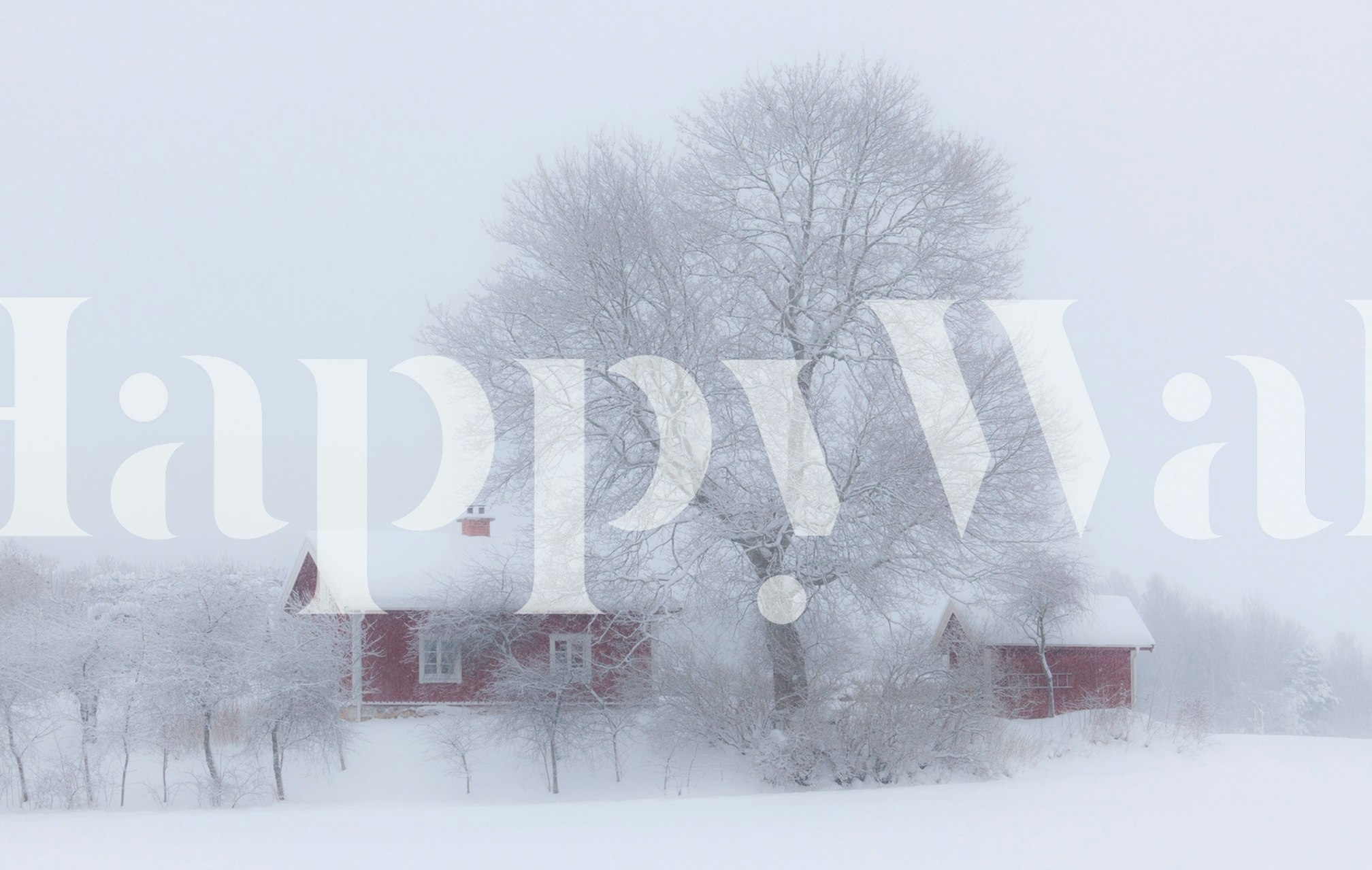 Winter idyll wallpaper with red houses