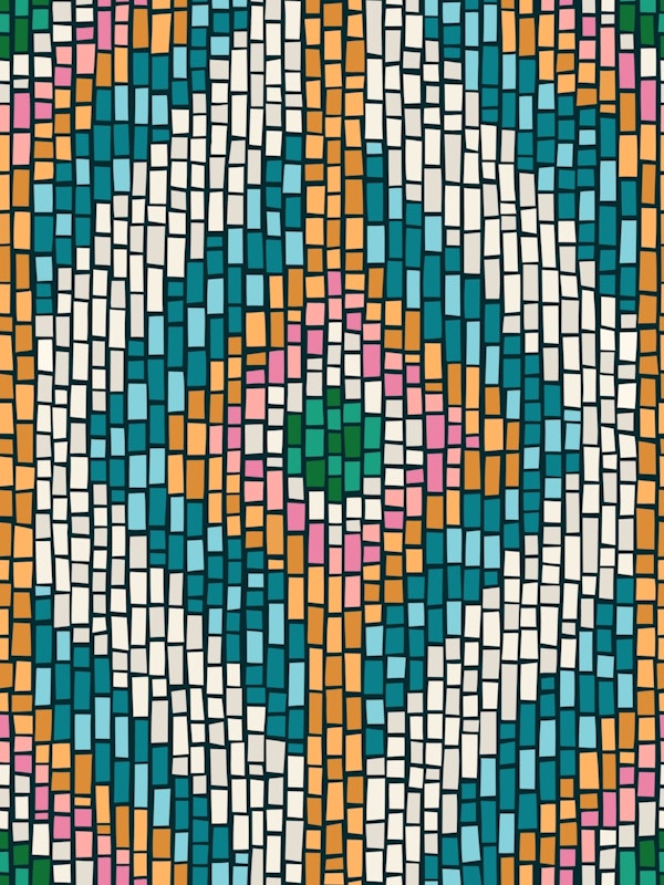Boho Ikat Diamond Tile Mosaic - Dark