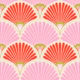 Art Deco Fan - Red Gold Pink Cream White