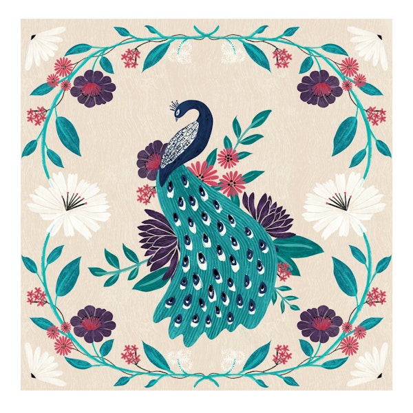 Vintage Peacock Garden Statement Mural