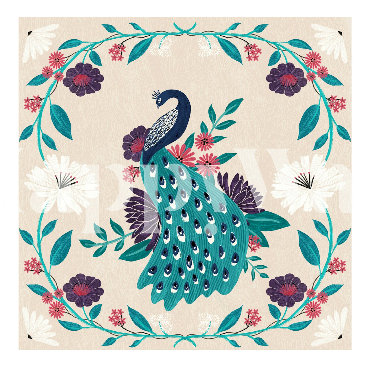 Elegant Peacock Garden tapet i et rom