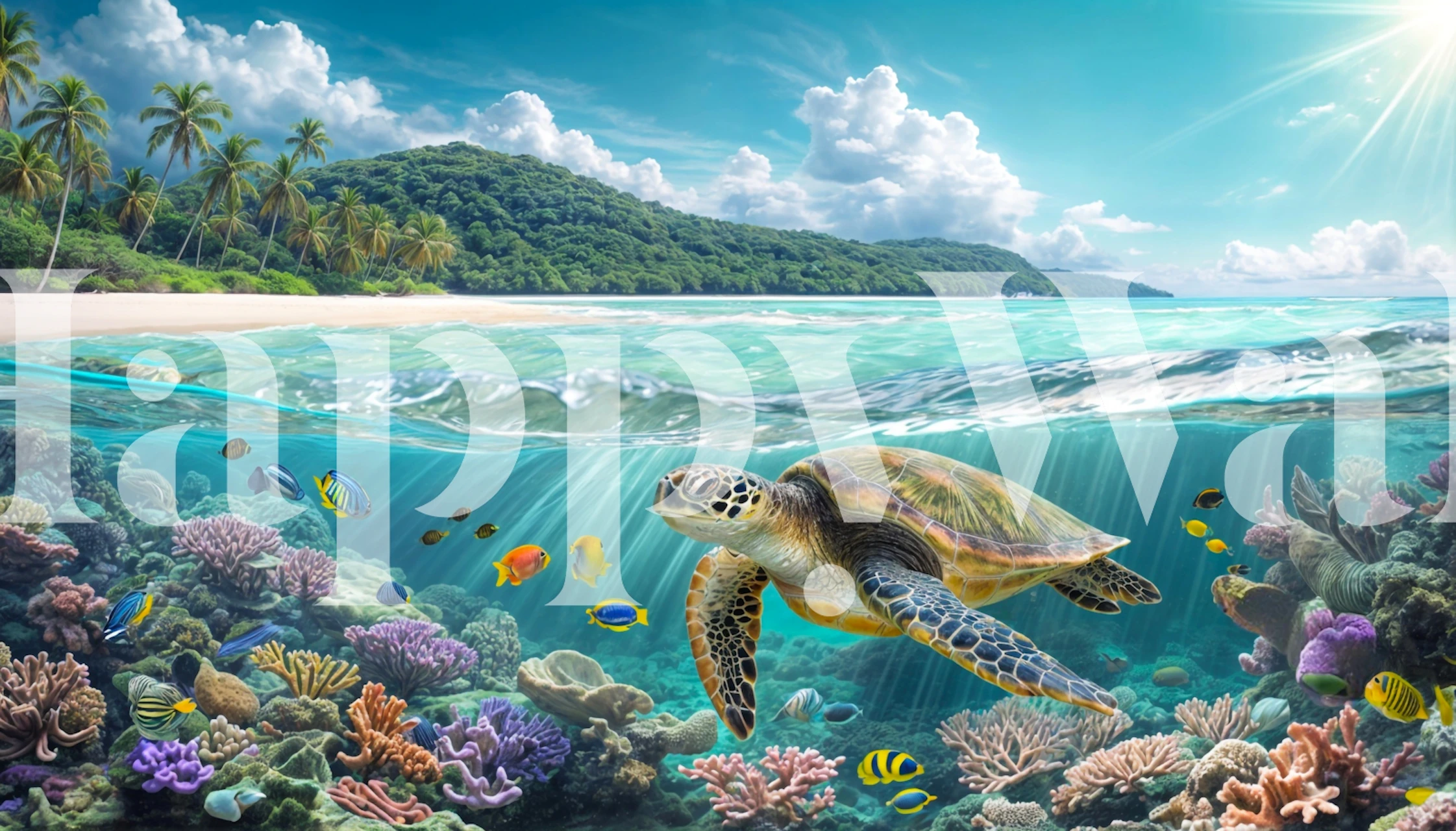 Marine Life Odyssey wallpaper in a room