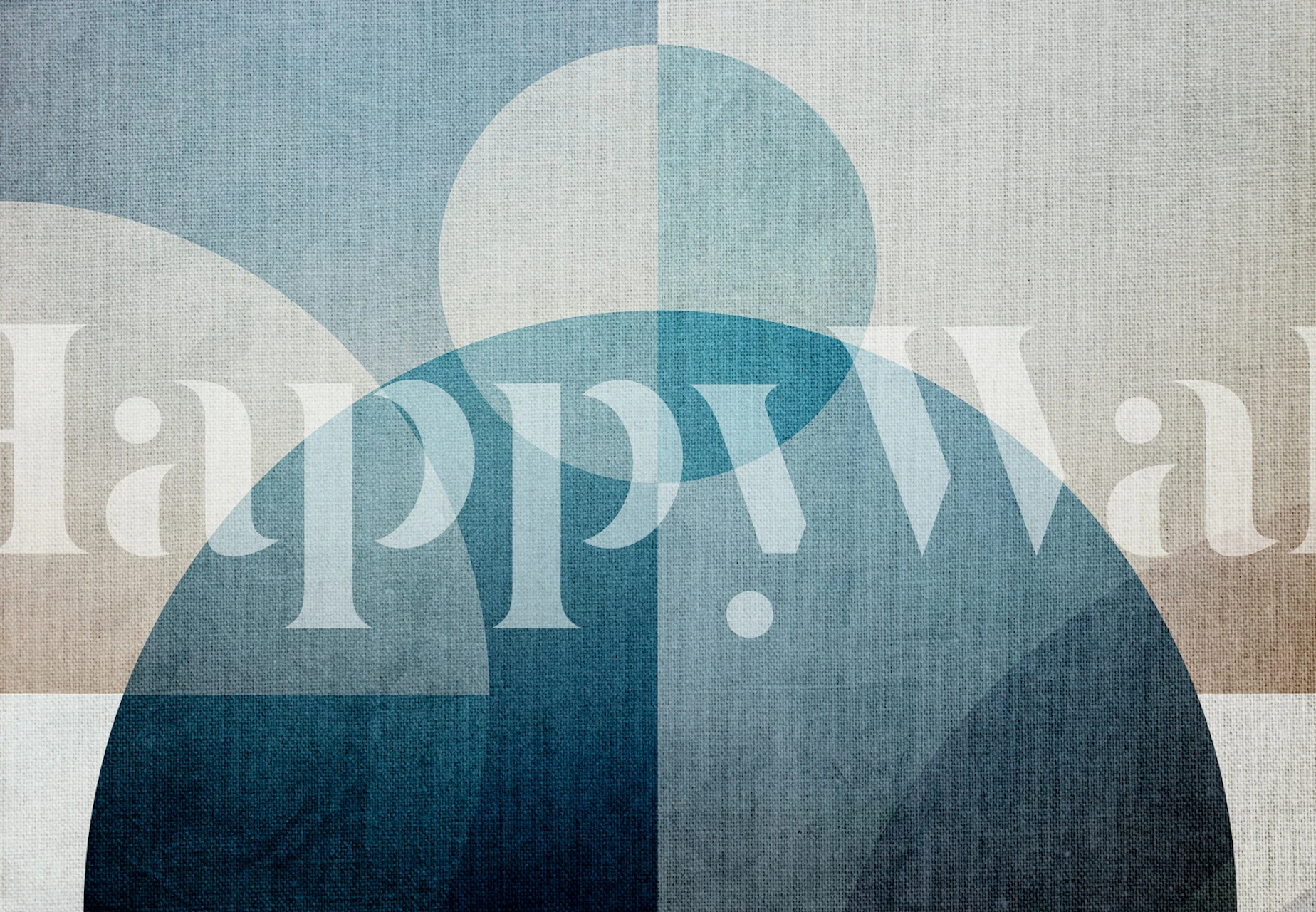 Geometric shapes in blue and beige tones on wallpaper