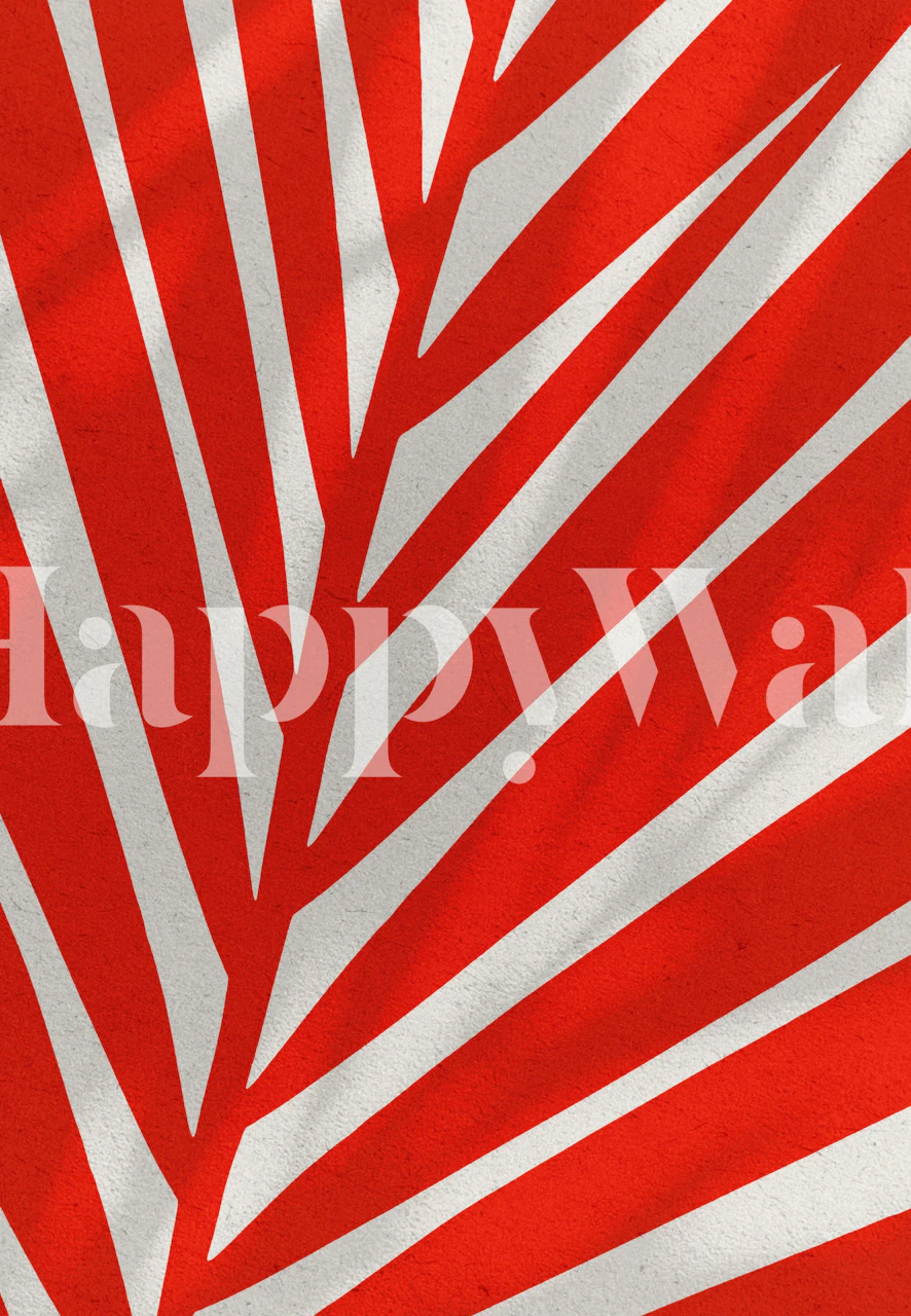 Red and white leaf pattern wallpaper