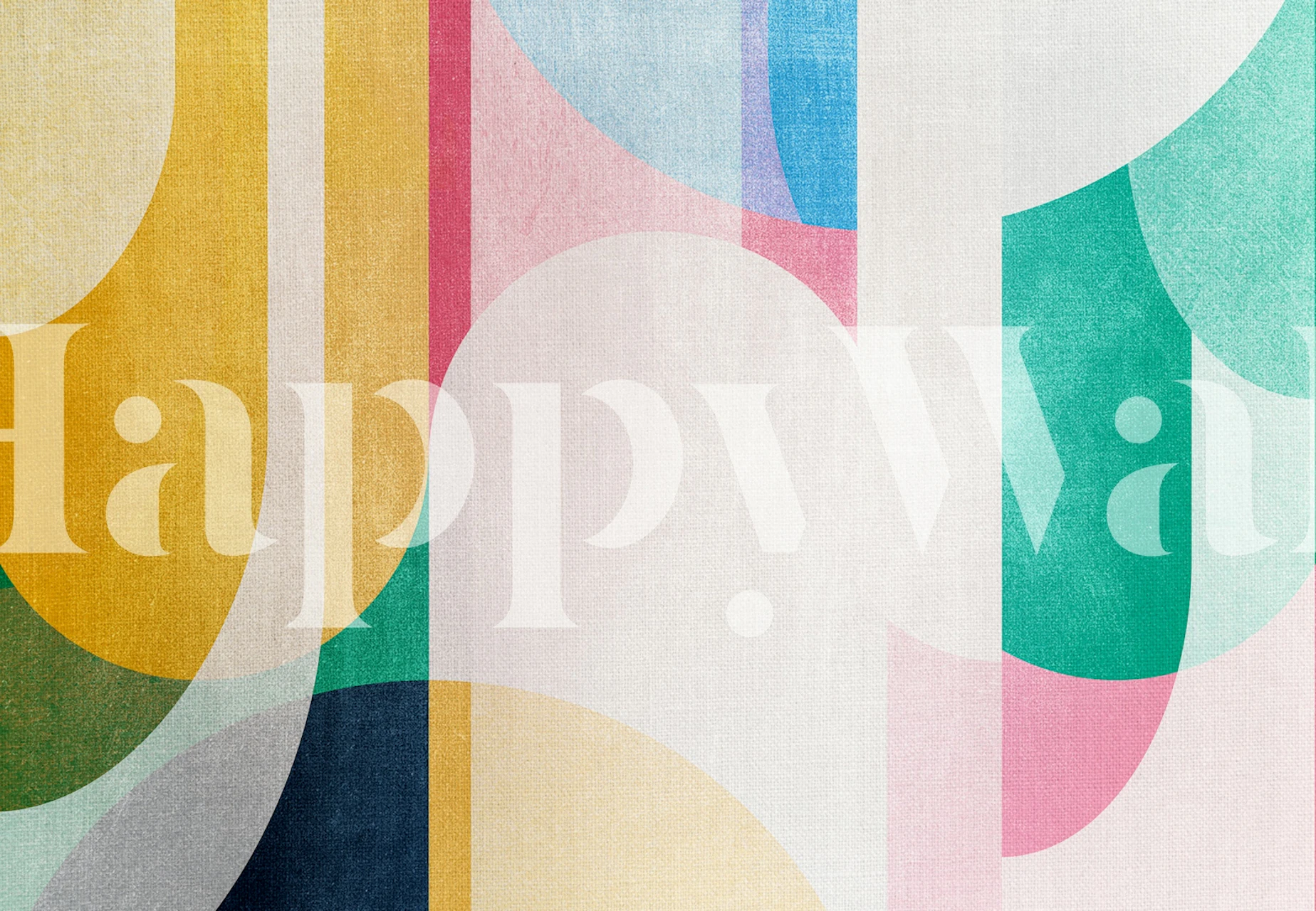 Colorful circular and rectangular geometric patterns in soft pastel shades wallpaper