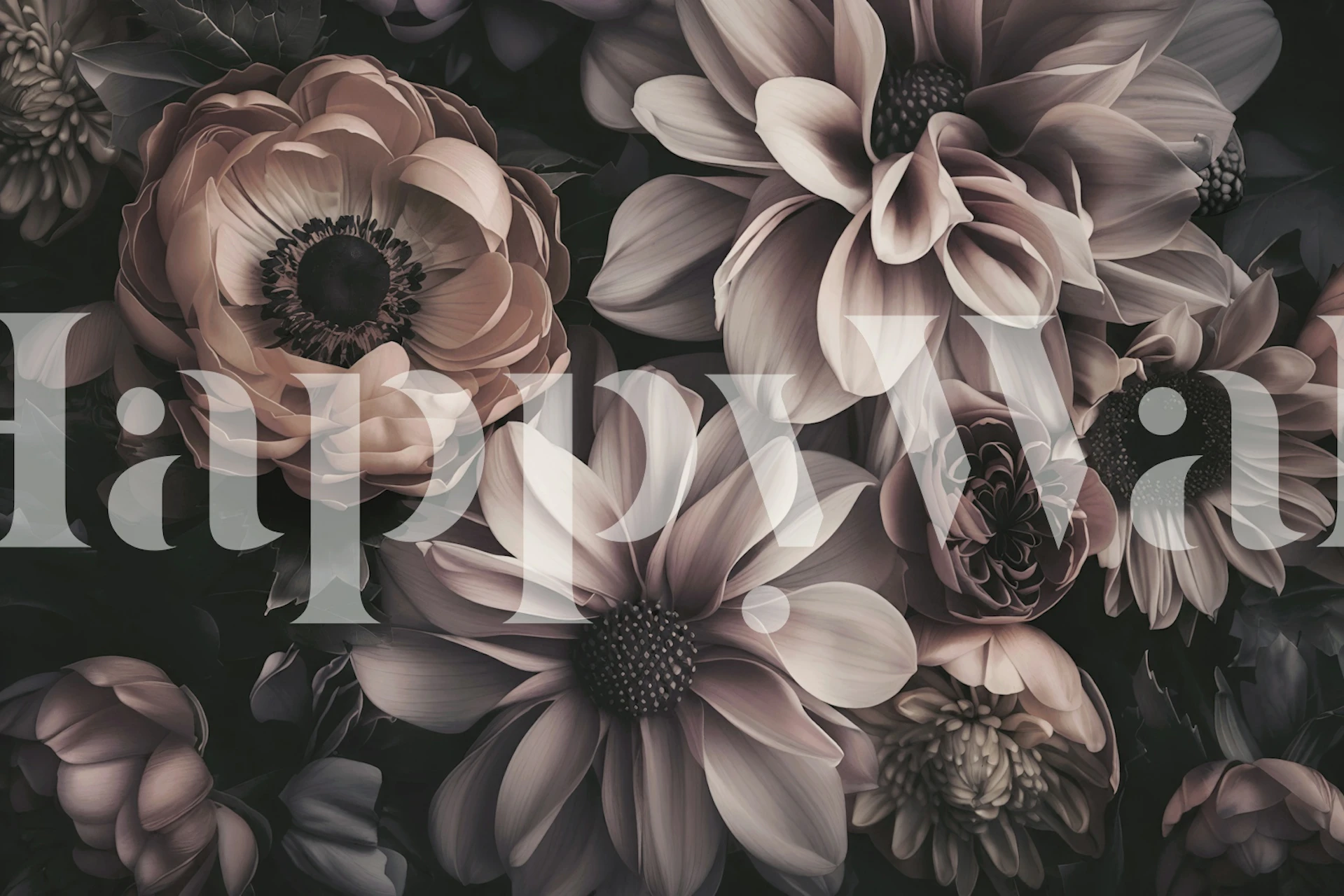 Vintage Blush Bloom Harmony floral wallpaper